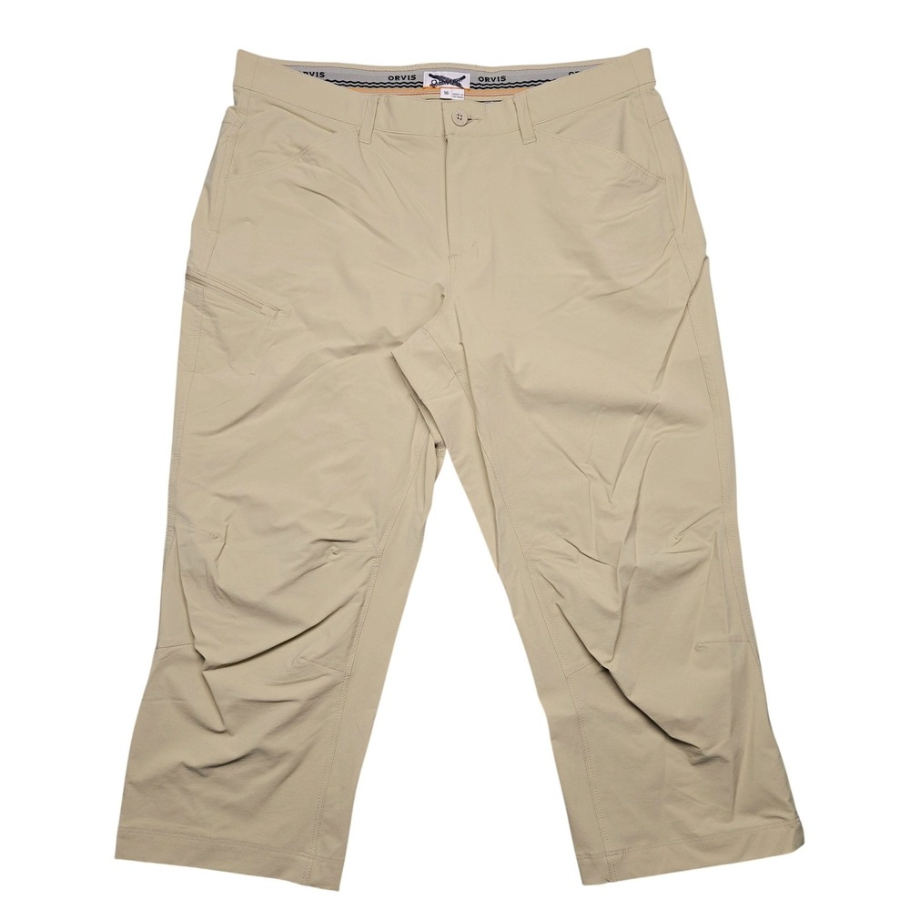 Orvis Capri Pants Womens 16 Beige Stretch Hiking Zip Pockets Nylon Spandex
